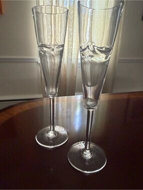 Simon Pearce Clear Crystal Champagne Flutes - Pair